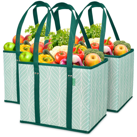 Creative Green Life reusable bags box shape stand open for easy loading.