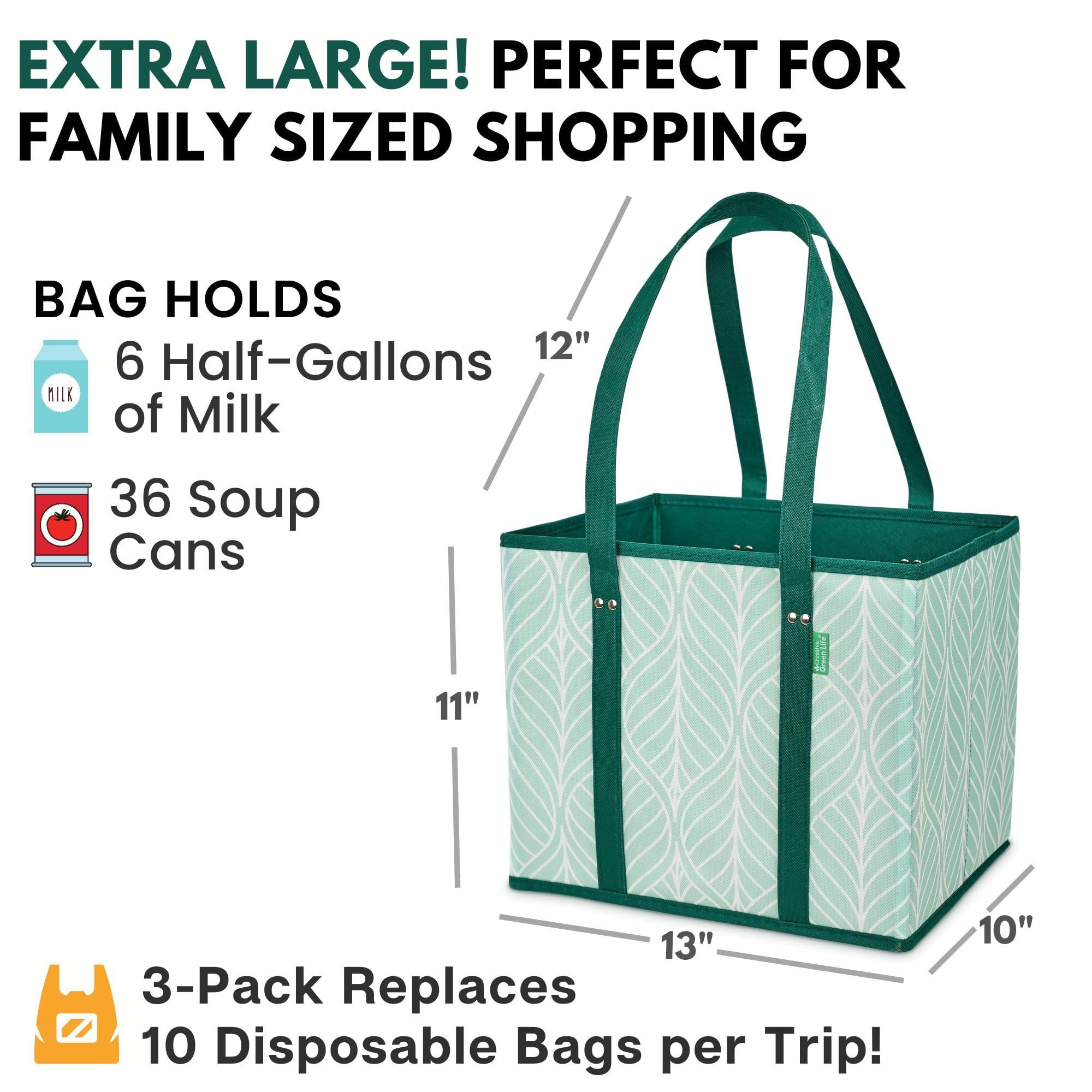 Creative Green Life spill-proof design helps groceries stay put in the trunk.