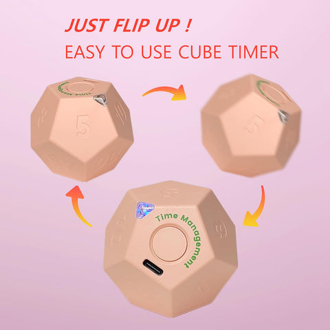 CreaViva Cube Pomodoro Timer side view, compact kitchen helper for timed tasks