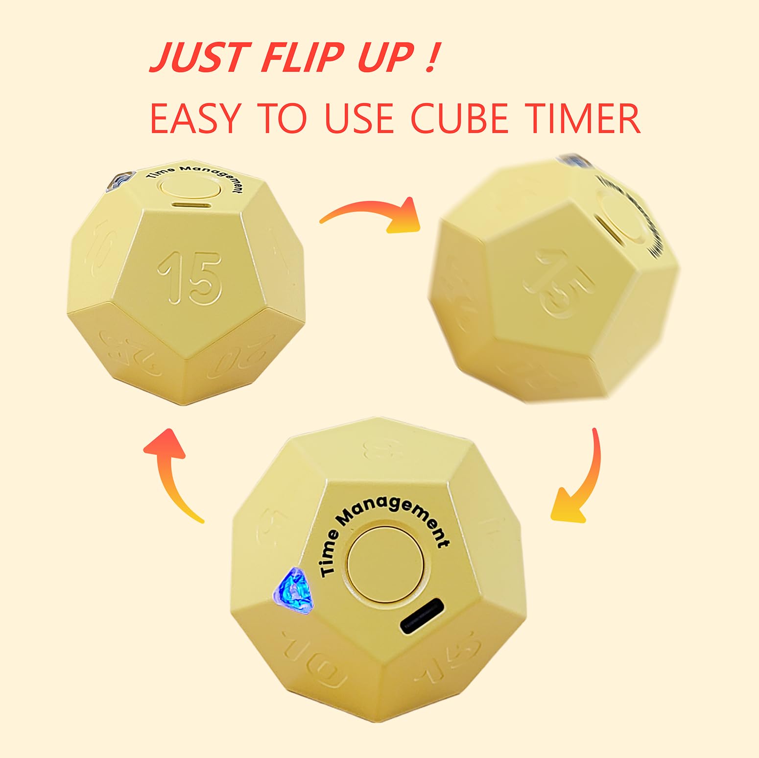 CREAVIVA Cube Timer honey yellow side view portable study companion