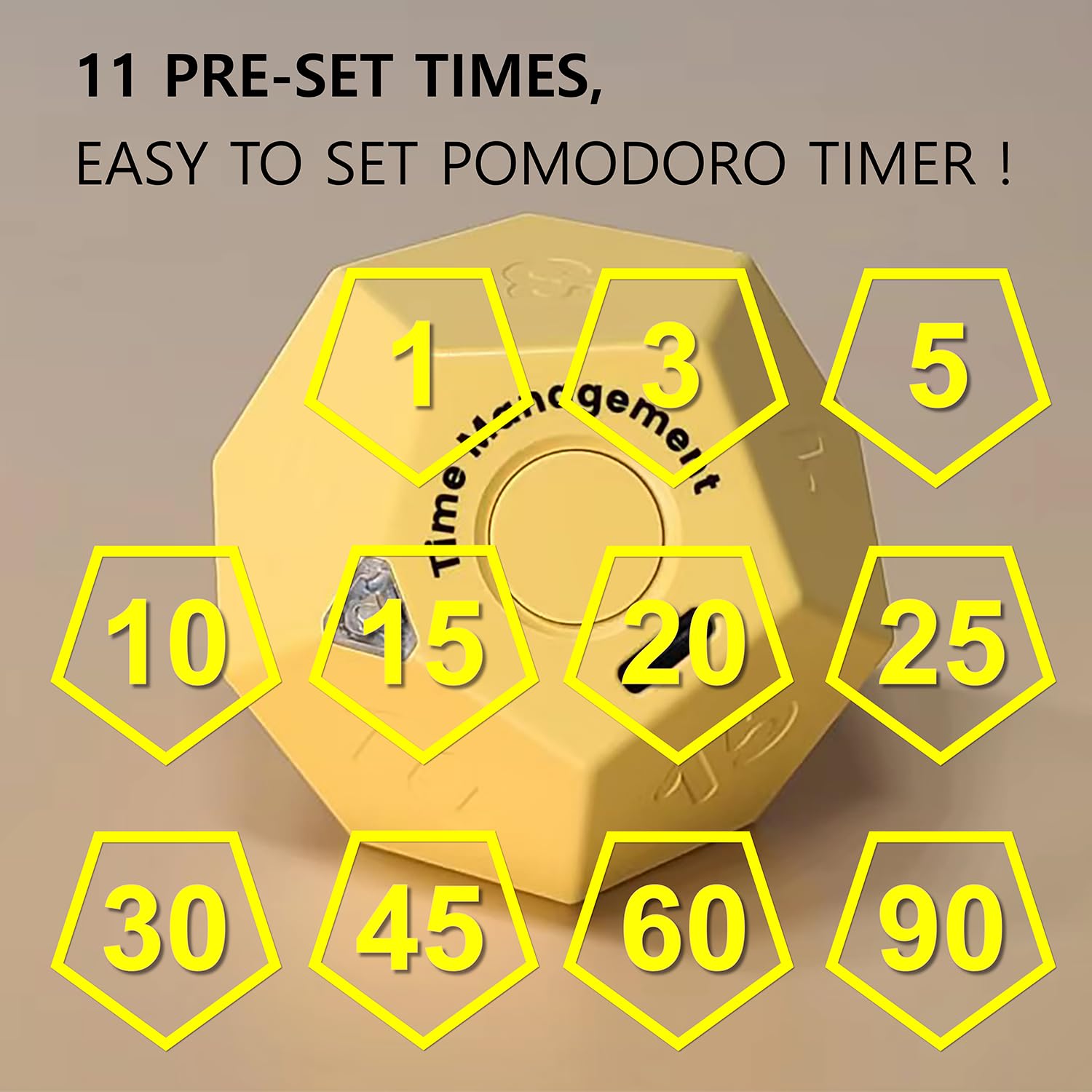 CREAVIVA Cube Timer honey yellow USB-C charging for eco-friendly timer