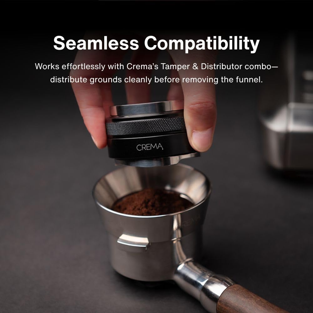 Crema 54mm dosing funnel compatible with Breville 54mm portafilters.