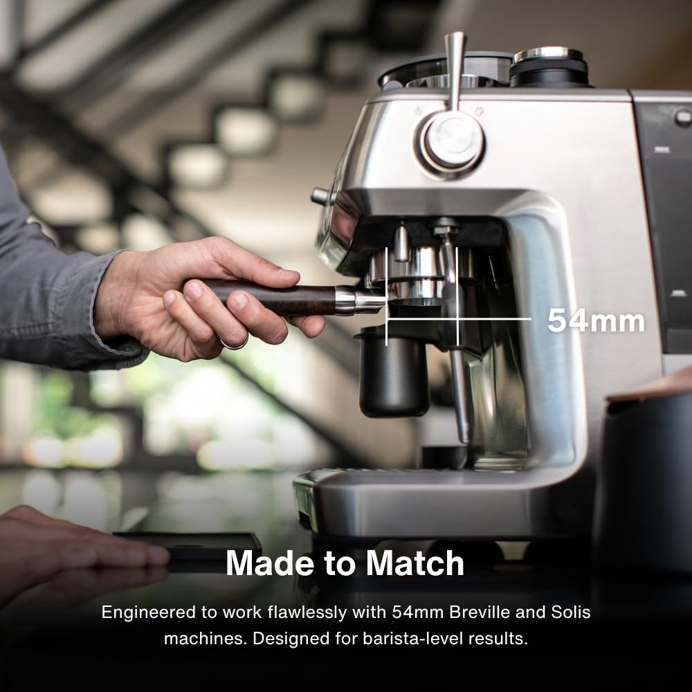 Crema Coffee 54mm Breville-compatible Portafilter ensures seamless espresso compatibility.