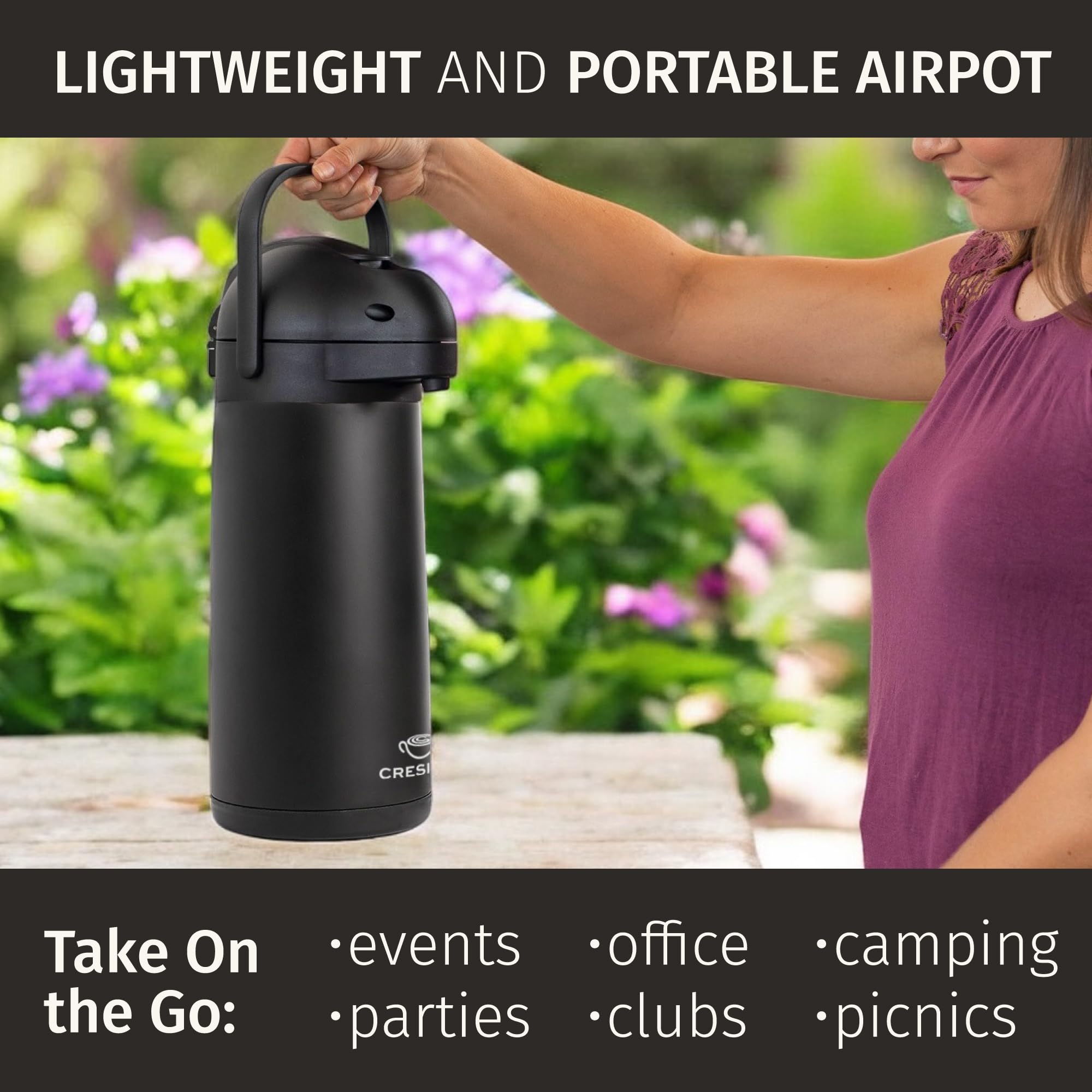 Cresimo airpot used for hot drinks or tea