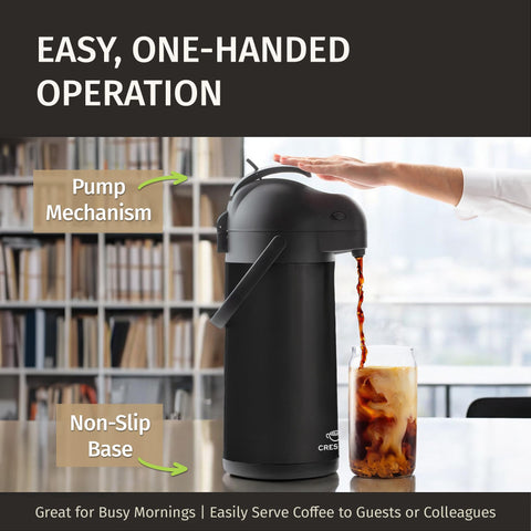 Cresimo airpot matte black finish close-up, durable design