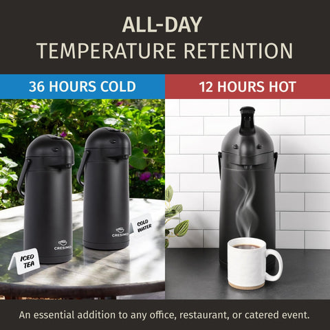 Cresimo airpot pouring from pump for quick, smooth servings