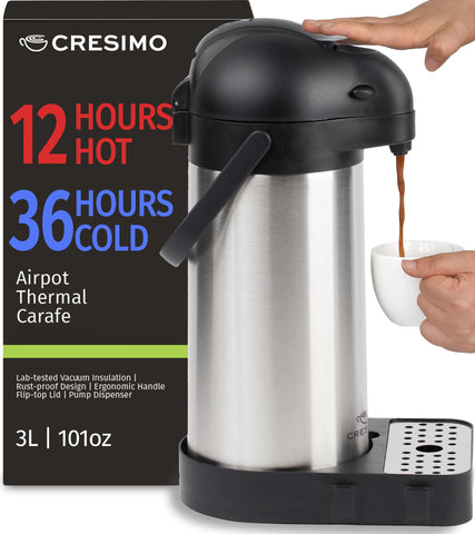 CRESIMO airpot pump in action for quick mess-free pours