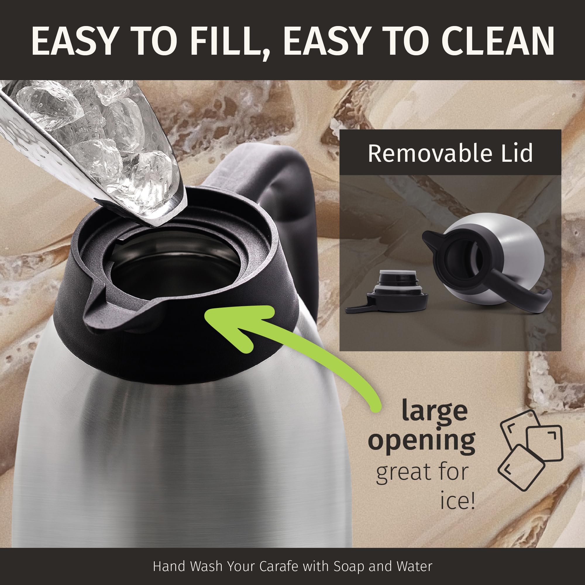 Non-slip base stabilizes Cresimo carafe during serving.