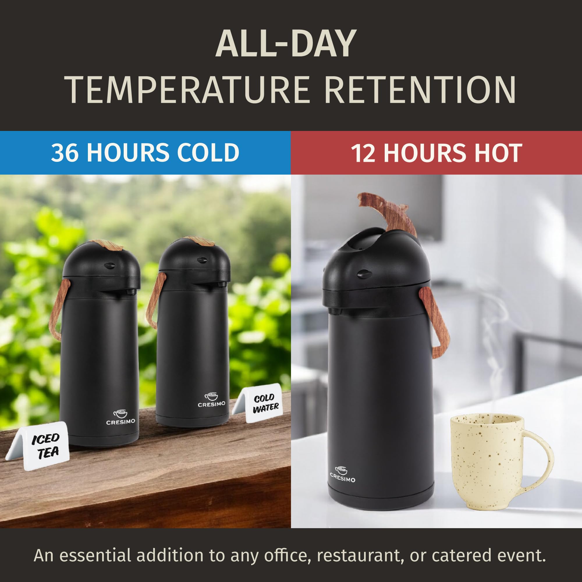 CRESIMO 102oz capacity showcased with wide opening for easy refills