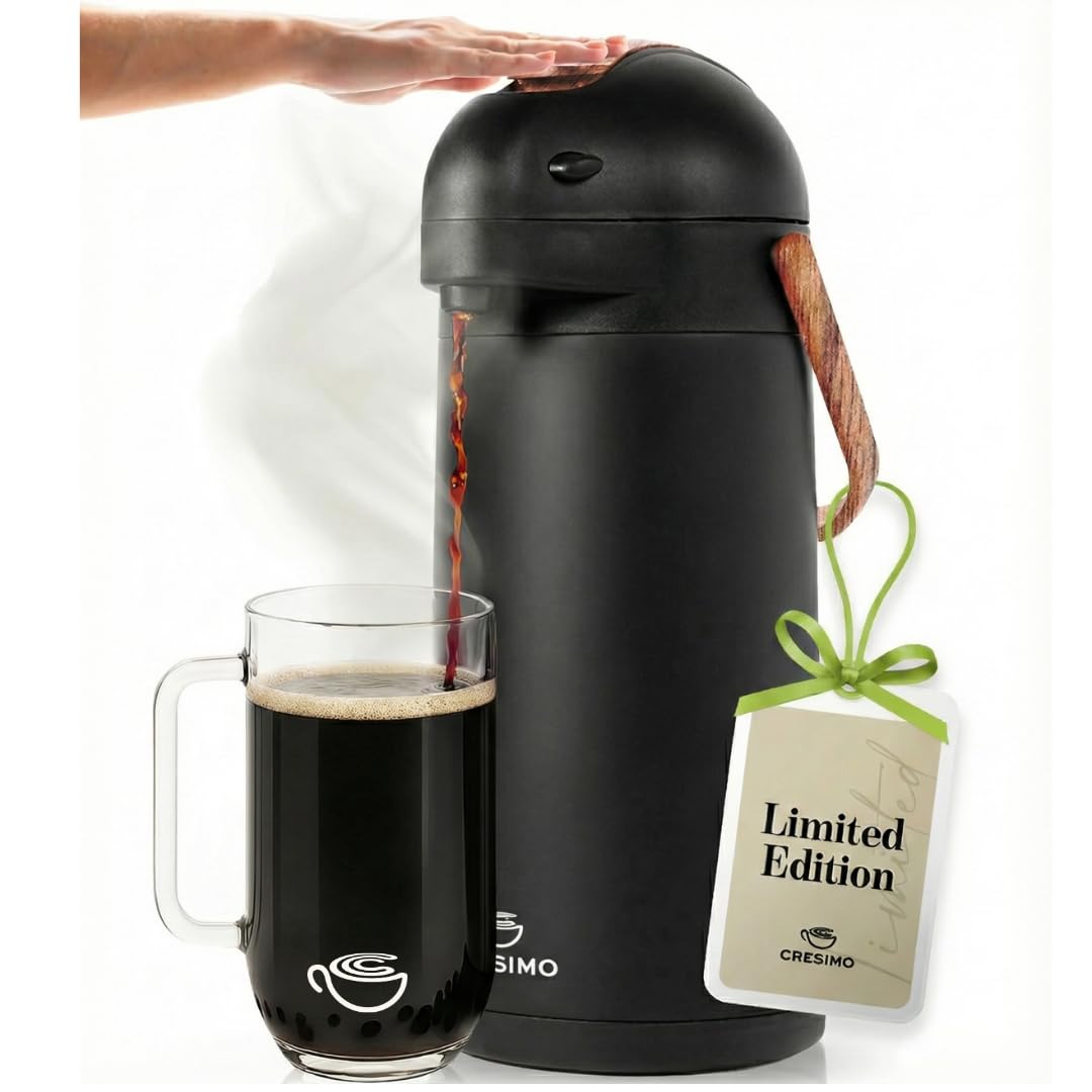 CRESIMO thermal coffee carafe pour spout enables one-handed serving at gatherings