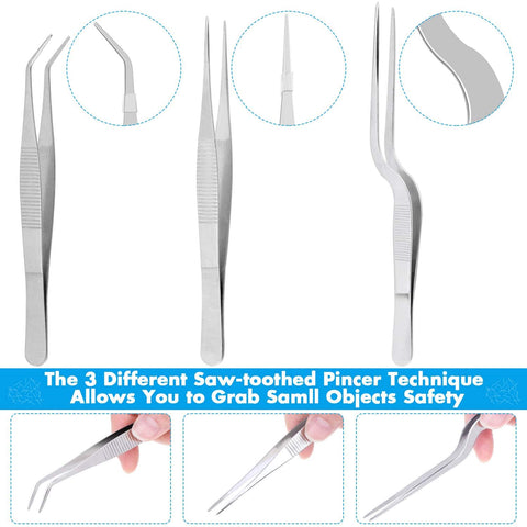 Cridoz precision tweezers with serrated tips for accurate garnish placement