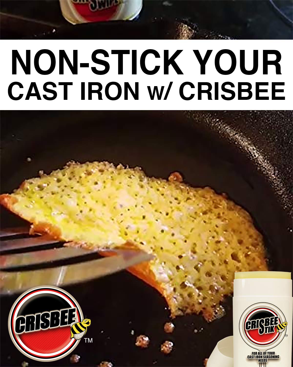 Crisbee Puck packaging and label highlights USA-made family recipe and quality