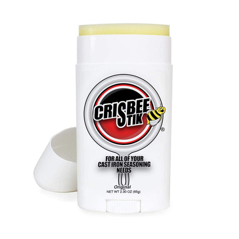 Crisbee Stik bottle pour illustrating easy seasoning for cast iron