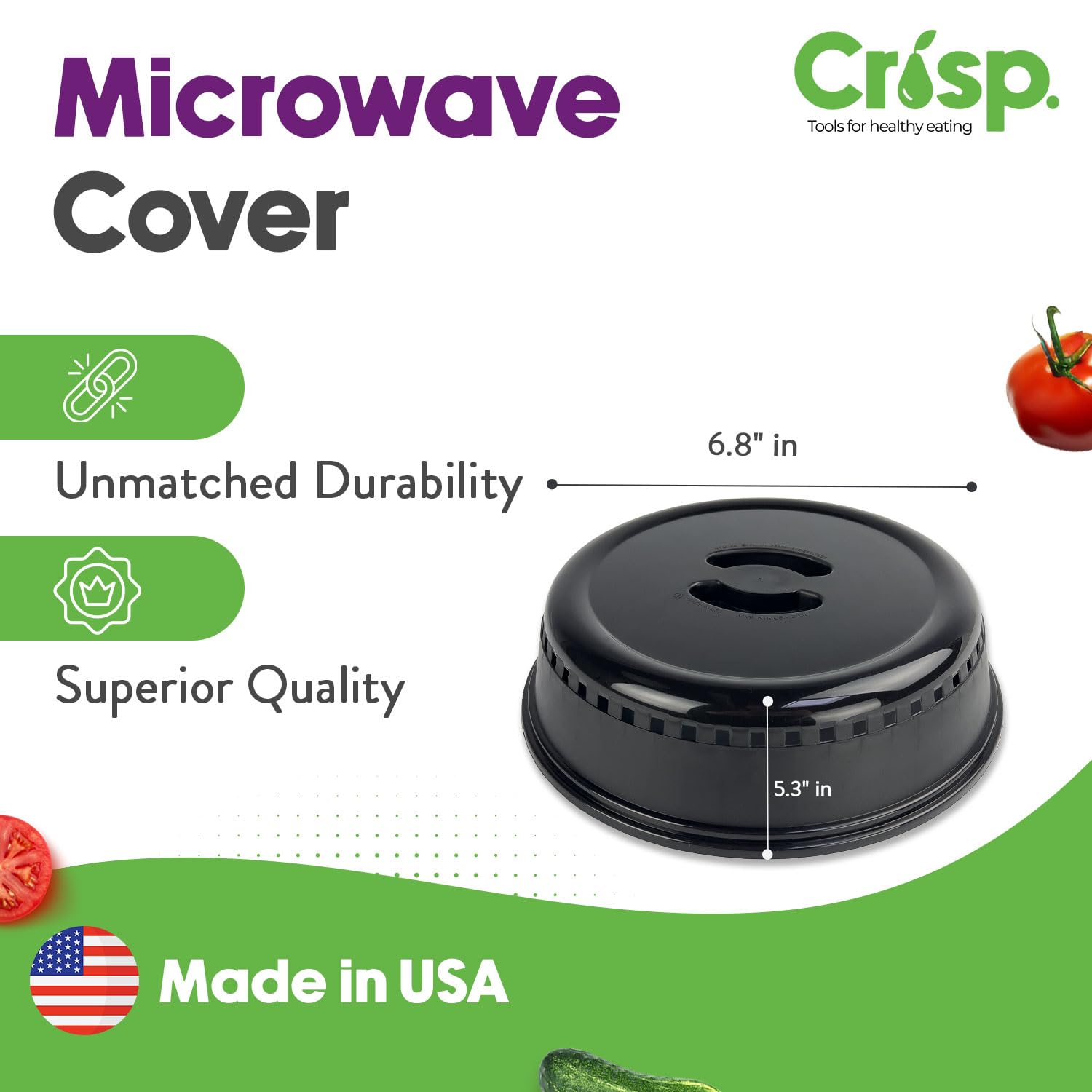 Crisp splatter cover going through dishwasher for easy cleanup