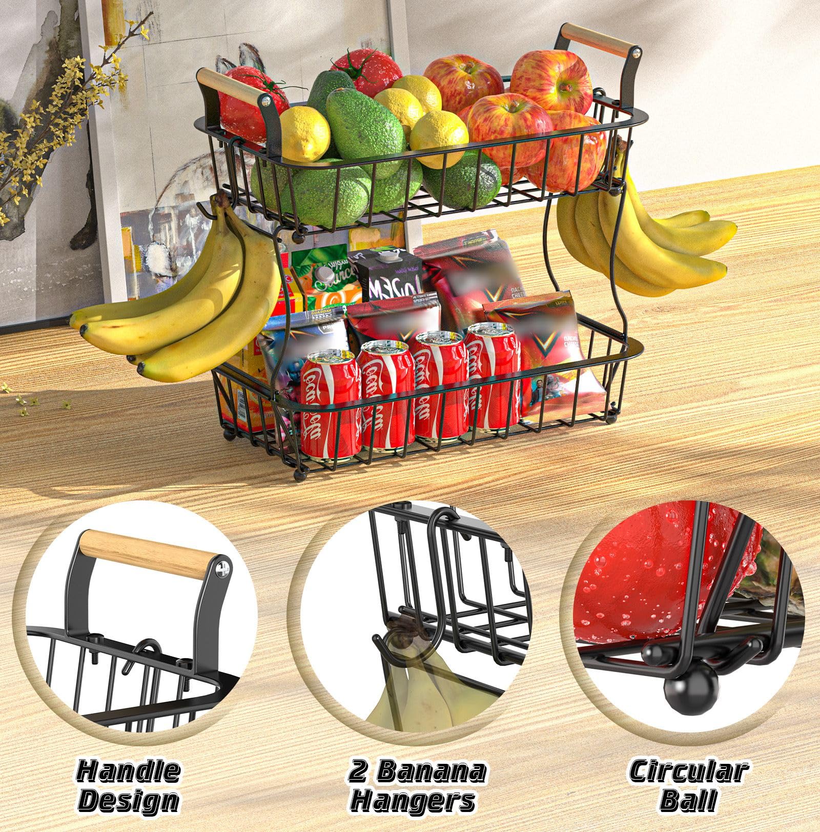 Crixny removable banana hangers protect bananas from bruising and extend storage.