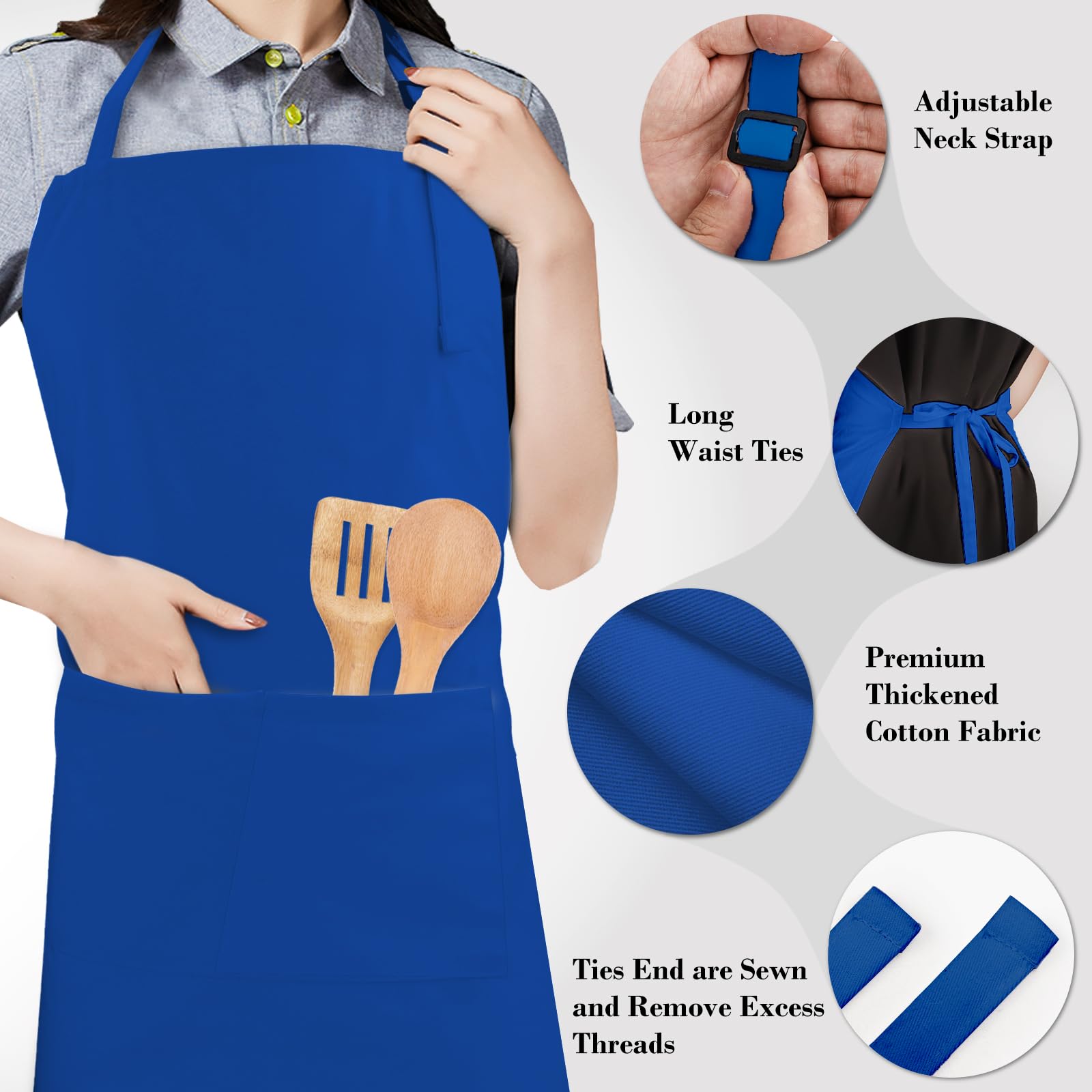 CRJHNS blue apron with long ties for front or back tying