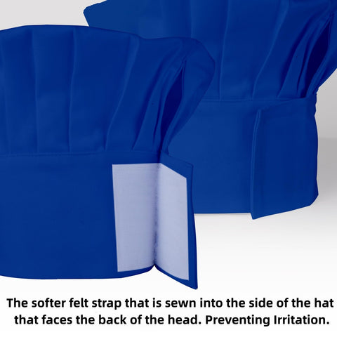 CRJHNS blue chef hat with hook-and-loop adjustable comfort