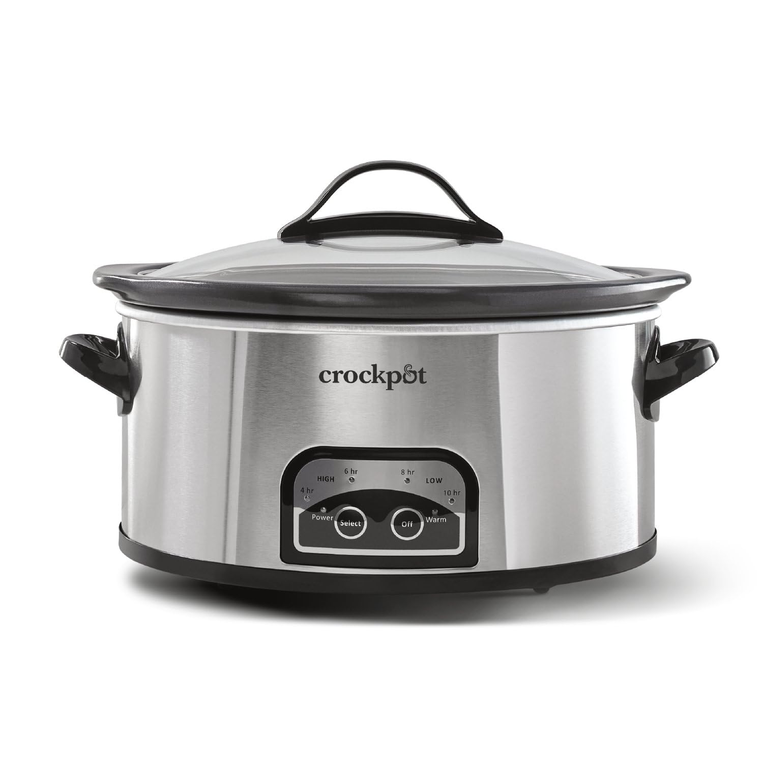 Crock-Pot 6-Quart slow cooker front view, spacious for family meals.