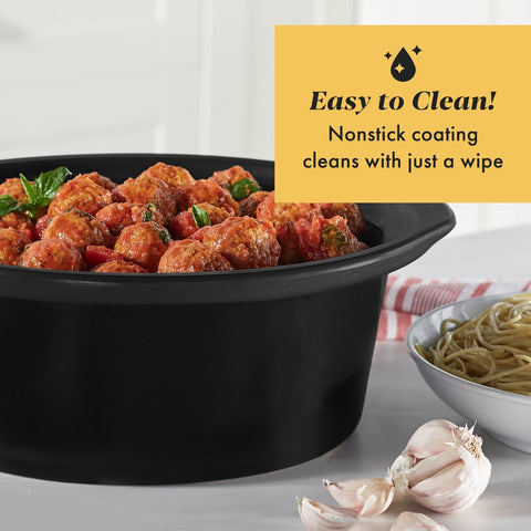 Crock-Pot 6-Quart pot with nonstick ceramic coating, easy to clean.