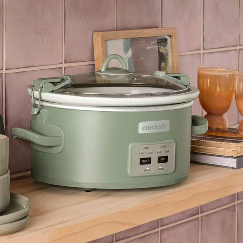 Crock-Pot auto-warm keeps meals ready for serving.