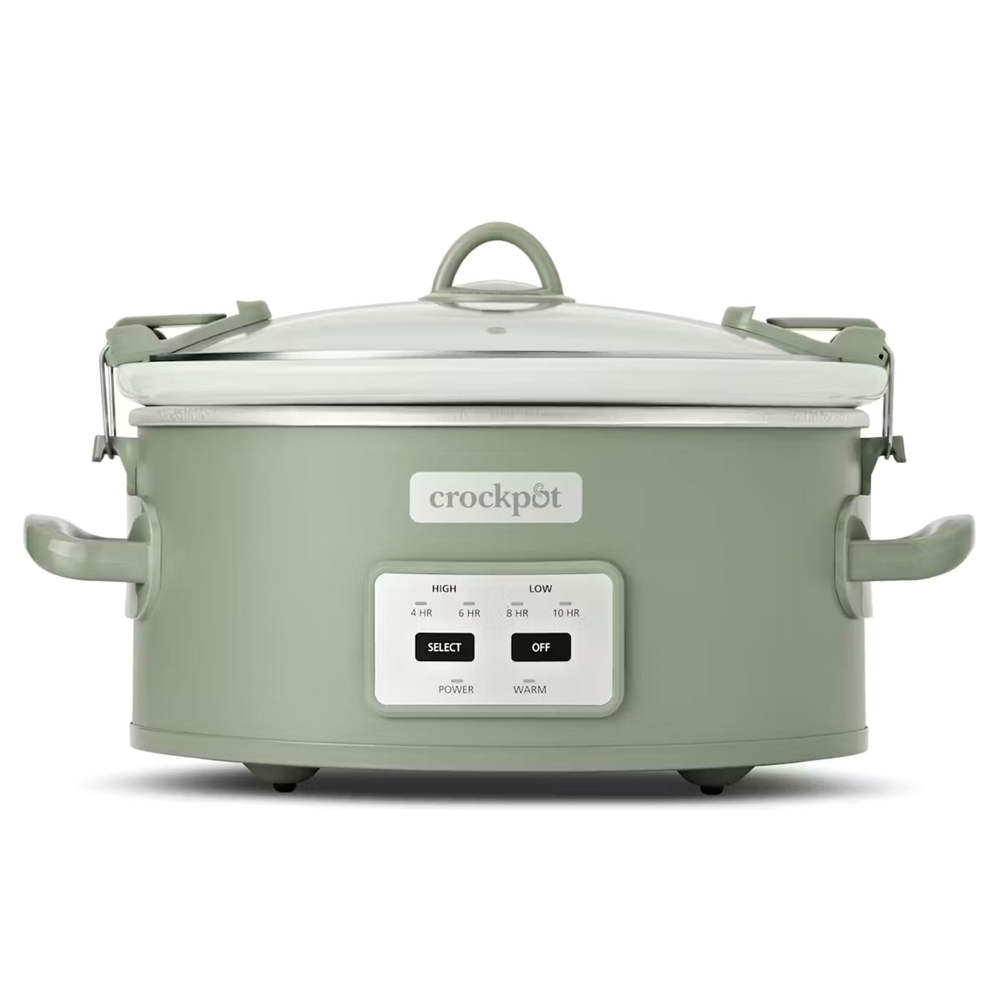 Crock-Pot locking lid close-up showing secure seal to prevent leaks during travel.