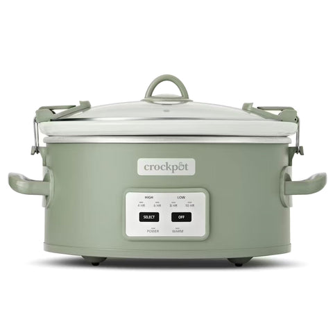 Crock-Pot locking lid close-up showing secure seal to prevent leaks during travel.
