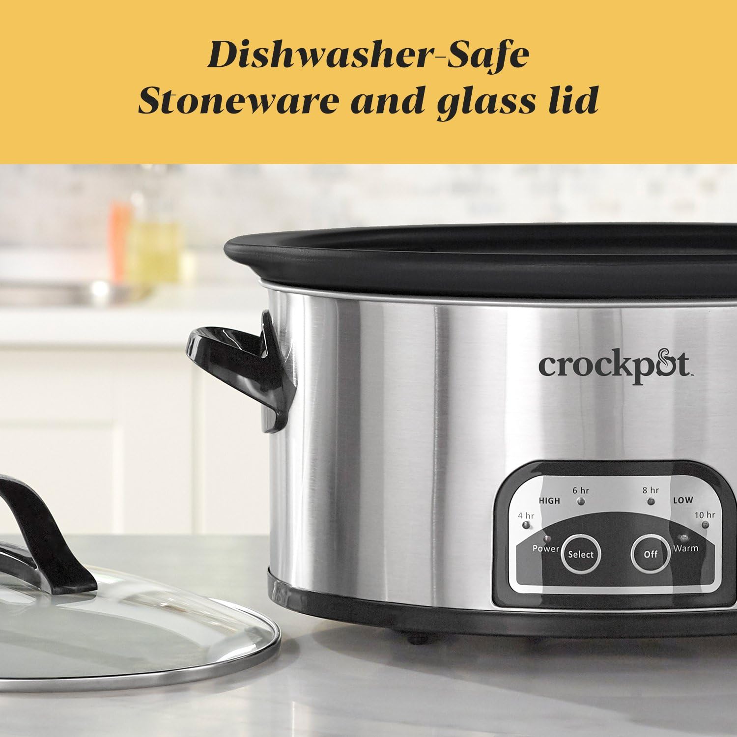 Crock-Pot stainless steel exterior signals durable, easy maintenance.