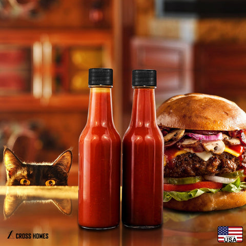 Cross versatile 5oz bottles for sauces, oils, syrups.