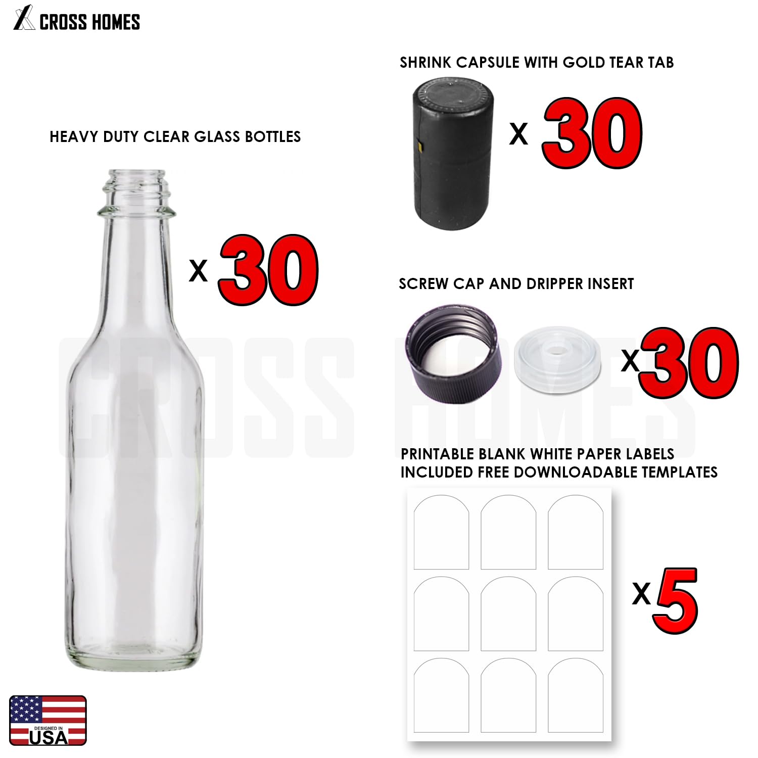 Cross woozy bottle with gold tear tab shrink cap for premium sealing.