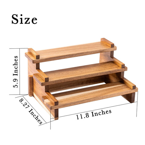 CROWNWOW acacia wood small cupcake stand doubles as a spice rack for stylish party treats.