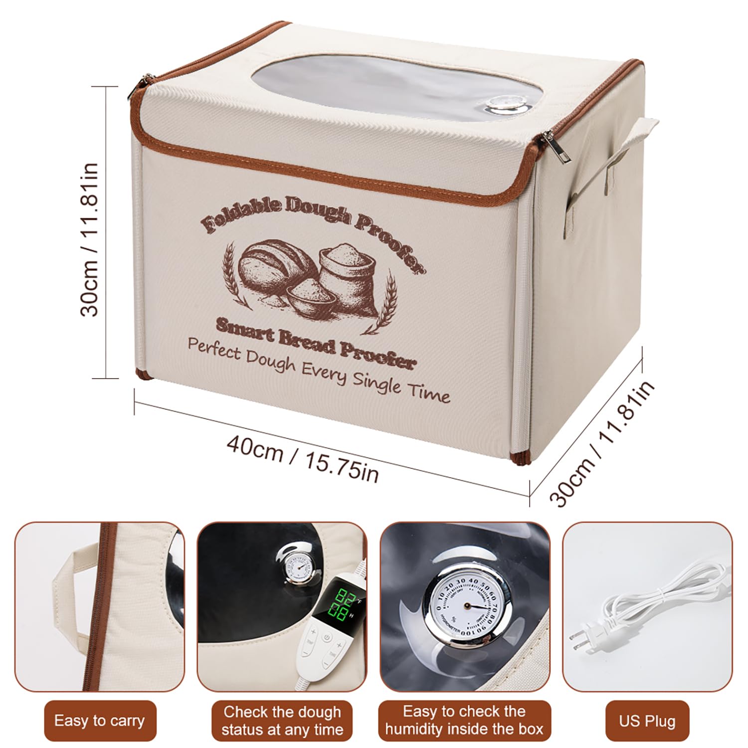 CrsaSwivo bread proofing box humidity monitor aids fermentation control.