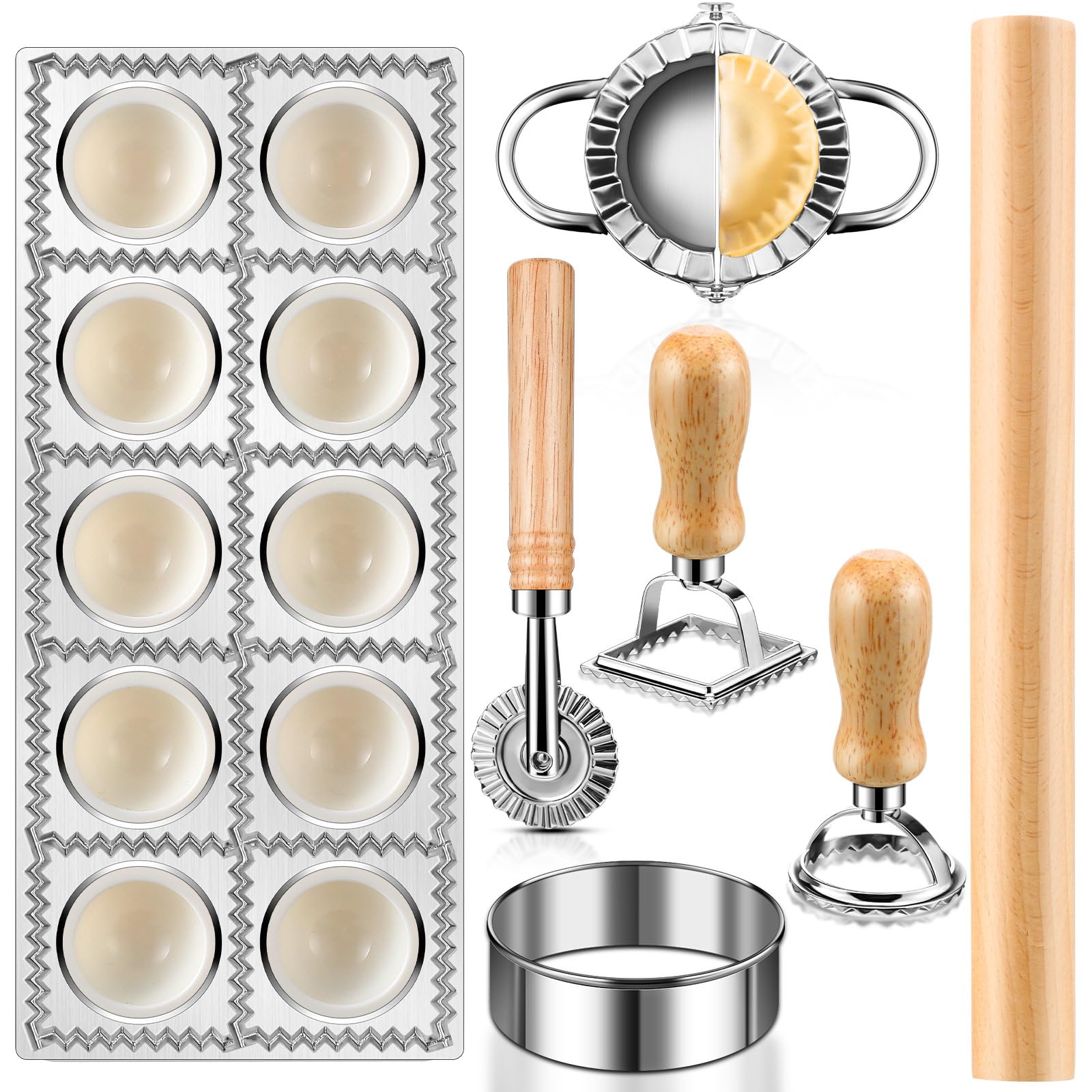 Crssbrohip ravioli mold set with roller wheel for precise fillings