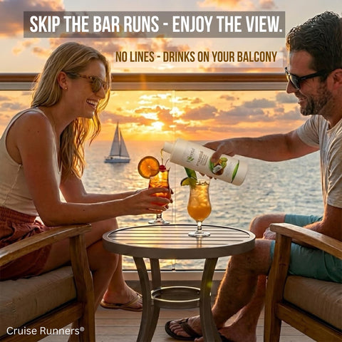 Cruise Runners bottle with cap and foam liner for added leakage protection.