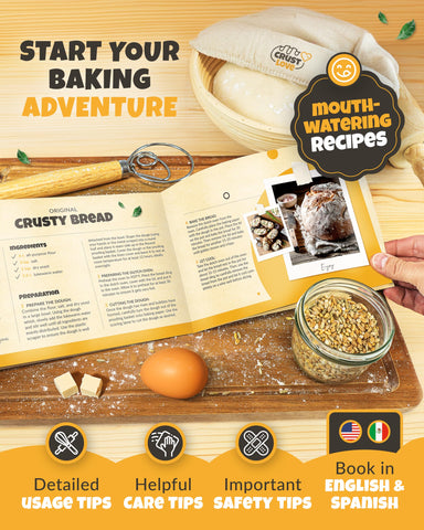 CRUSTLOVE ready-to-bake gift-packaging showcases a complete baker's starter kit.