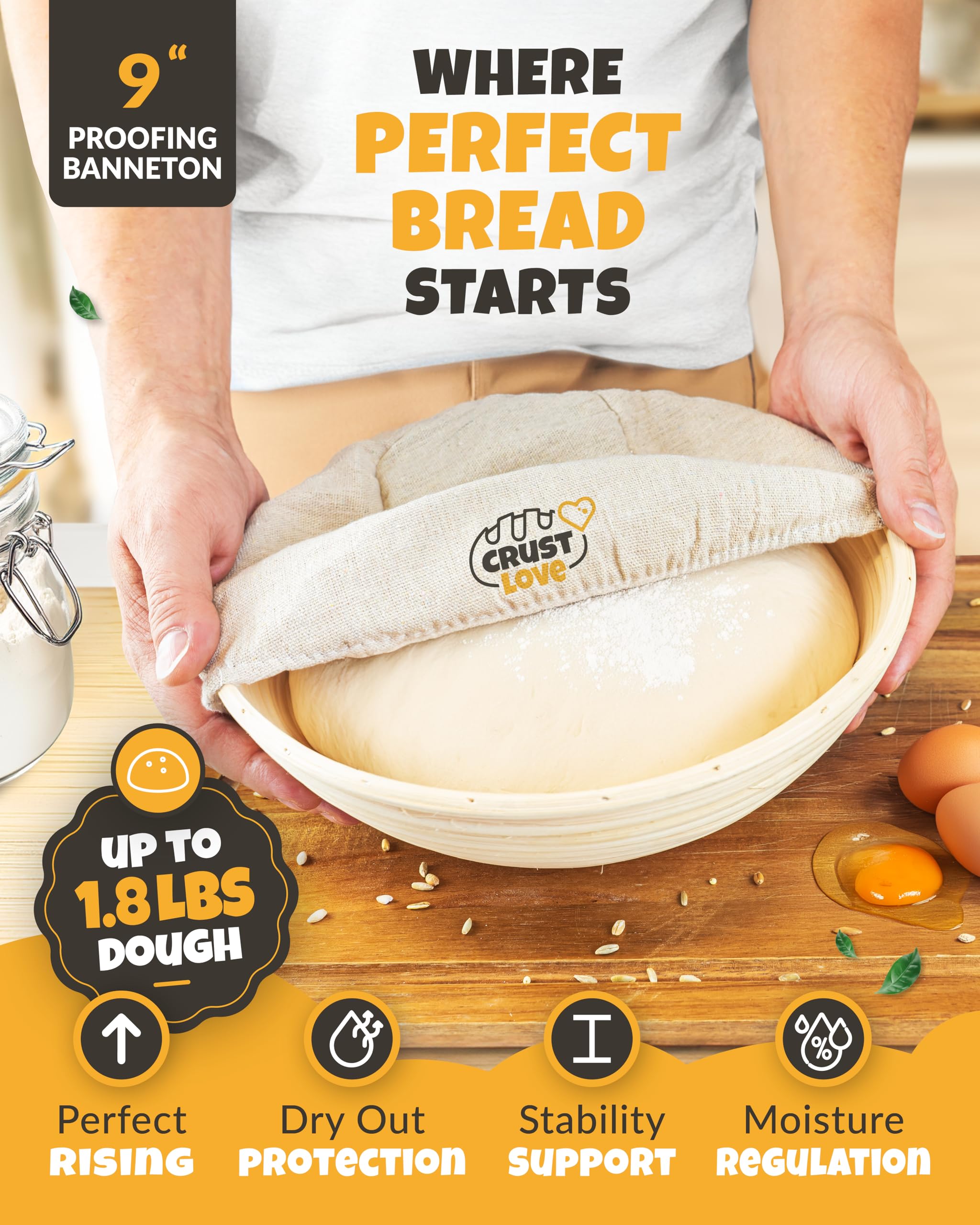 CRUSTLOVE Silicone Bread Sling helps safe bread transfer.