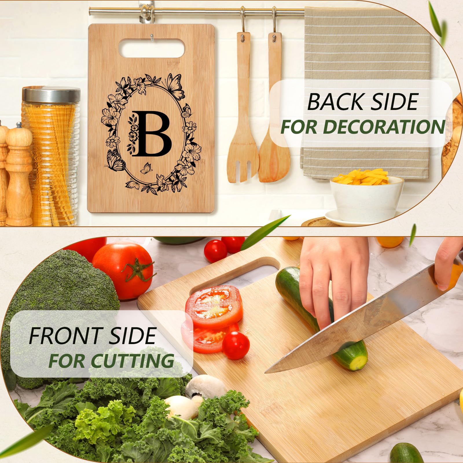 CryCarrot cutting board with handle for easy lifting and serving
