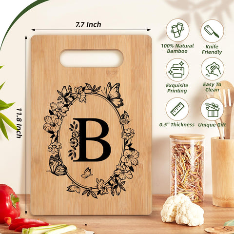 CryCarrot monogram cutting board close-up highlighting natural bamboo grain