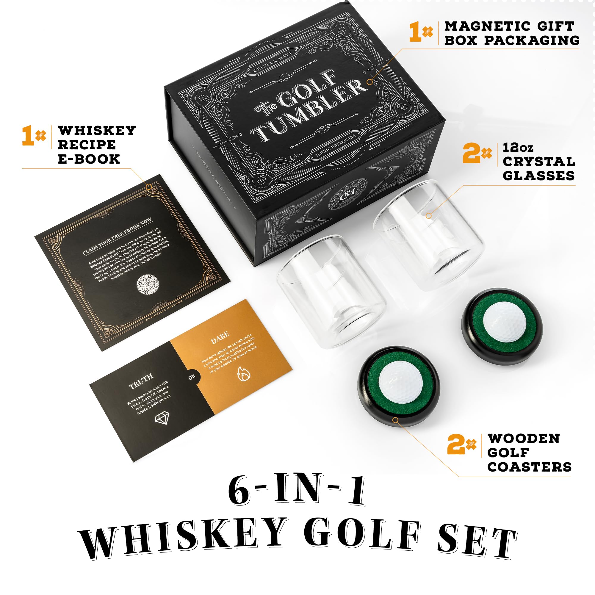 CRYSTA & MÅTT gifts for golfers blend golf and whiskey.
