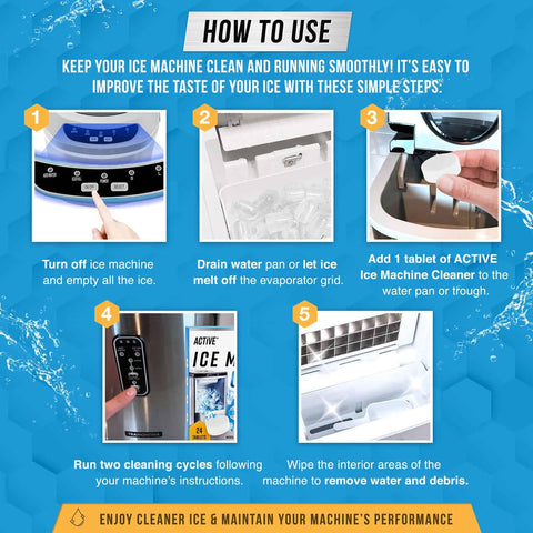 Crystal-clear ice after descaling with ACTIVE cleaner.