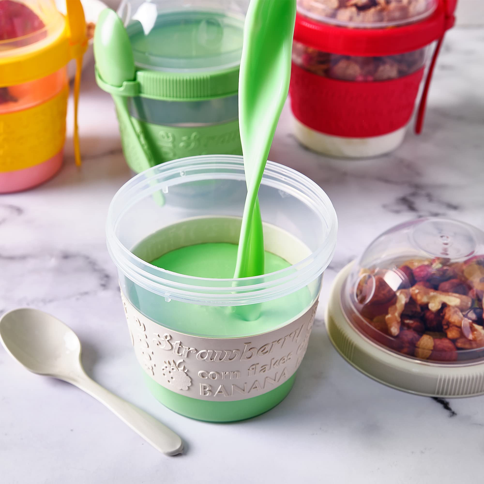Crystalia colorful yogurt cups set keeps meals organized