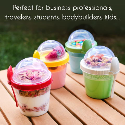 Crystalia freezer-safe snack containers for fresh fruit and yogurt.