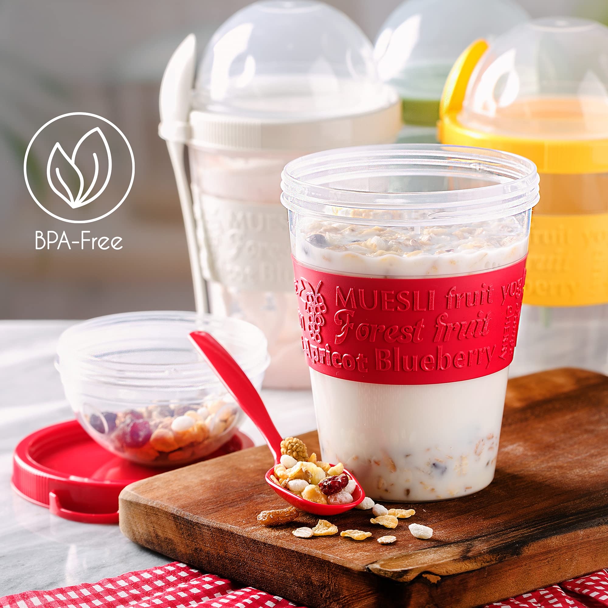 Crystalia leakproof airtight lids prevent spills in bags and briefcases.