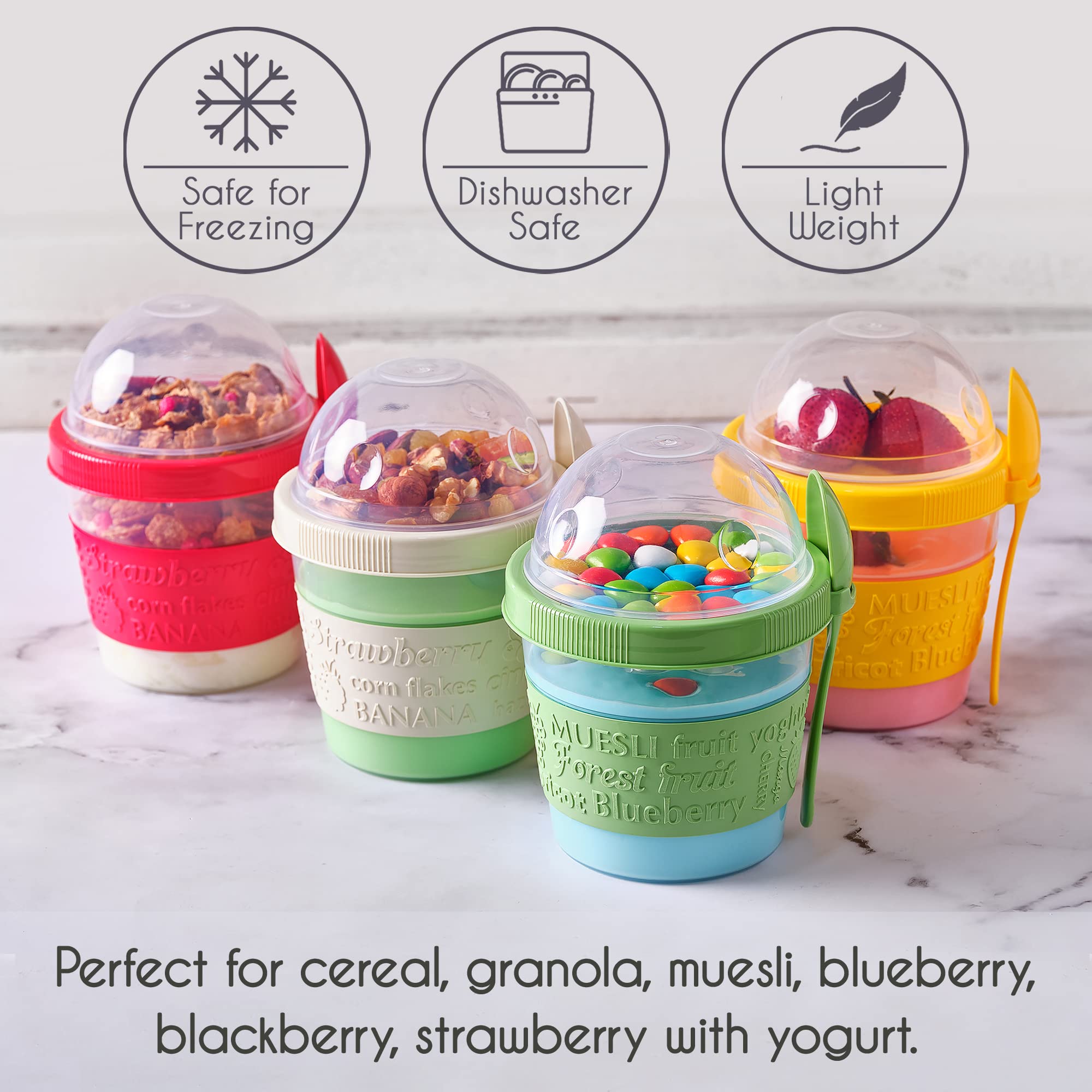 Crystalia multi-use snack cups for cereal, oats, dips