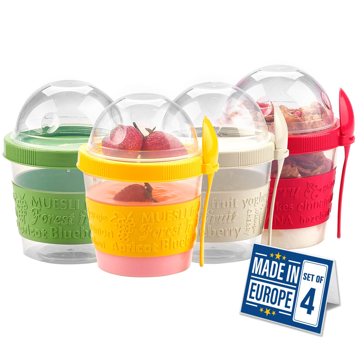 Crystalia yogurt parfait cups with lids showing leak-proof design for on-the-go meals