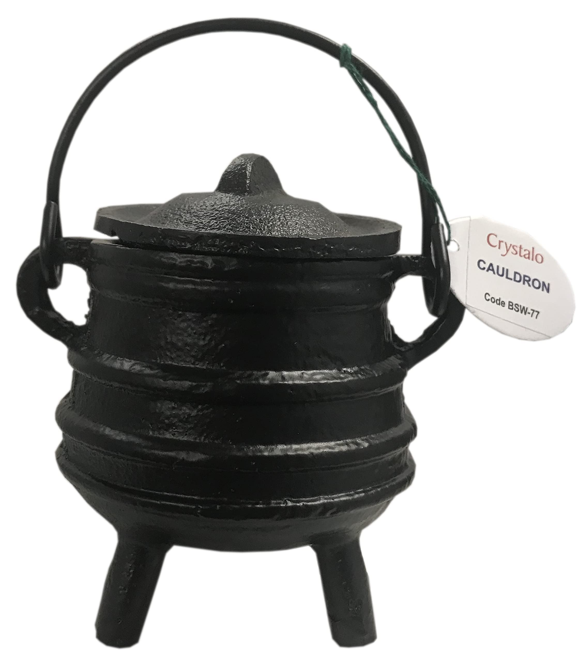 Crystalo cast iron cauldron with lid and side handles for easy lifting and serving.