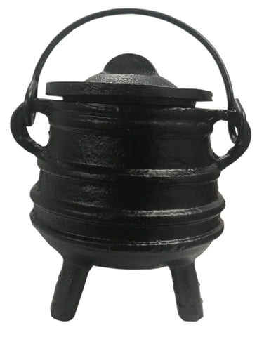 Crystalo ribbed cauldron with lid, compact 3-inch diameter, ideal for small portions.
