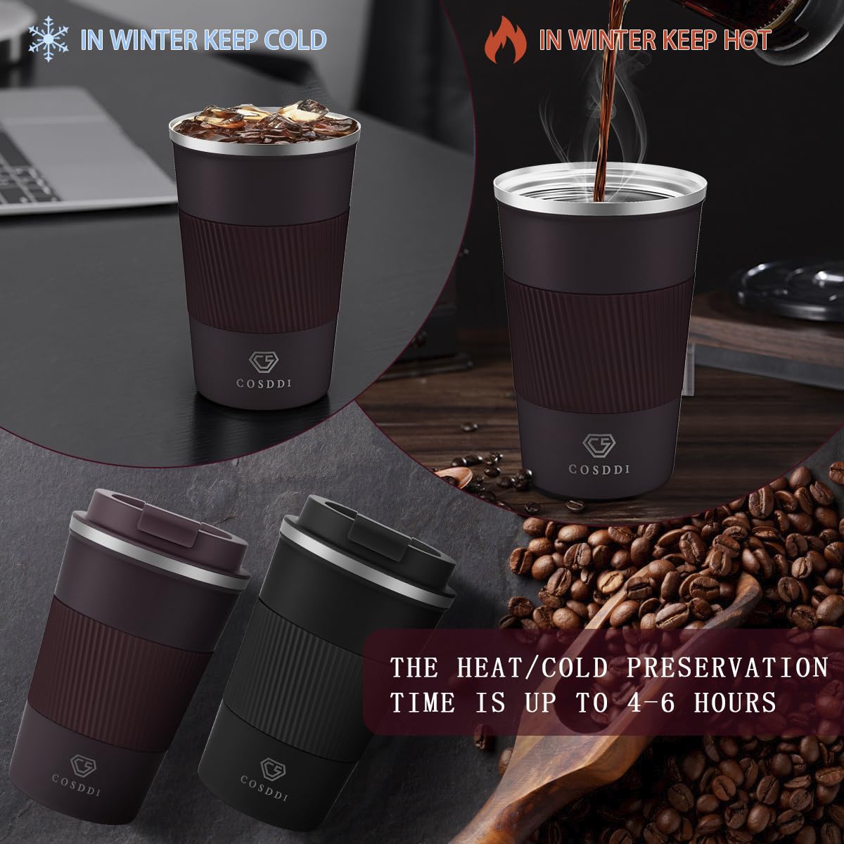 CS COSDDI 12oz tumbler ideal for coffee, tea, or cold beverages.