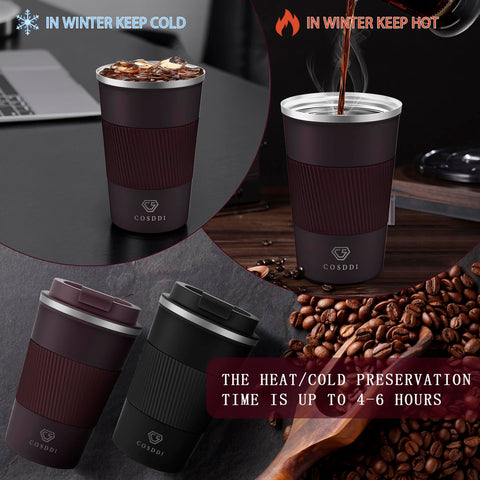 CS COSDDI 12oz tumbler ideal for coffee, tea, or cold beverages.