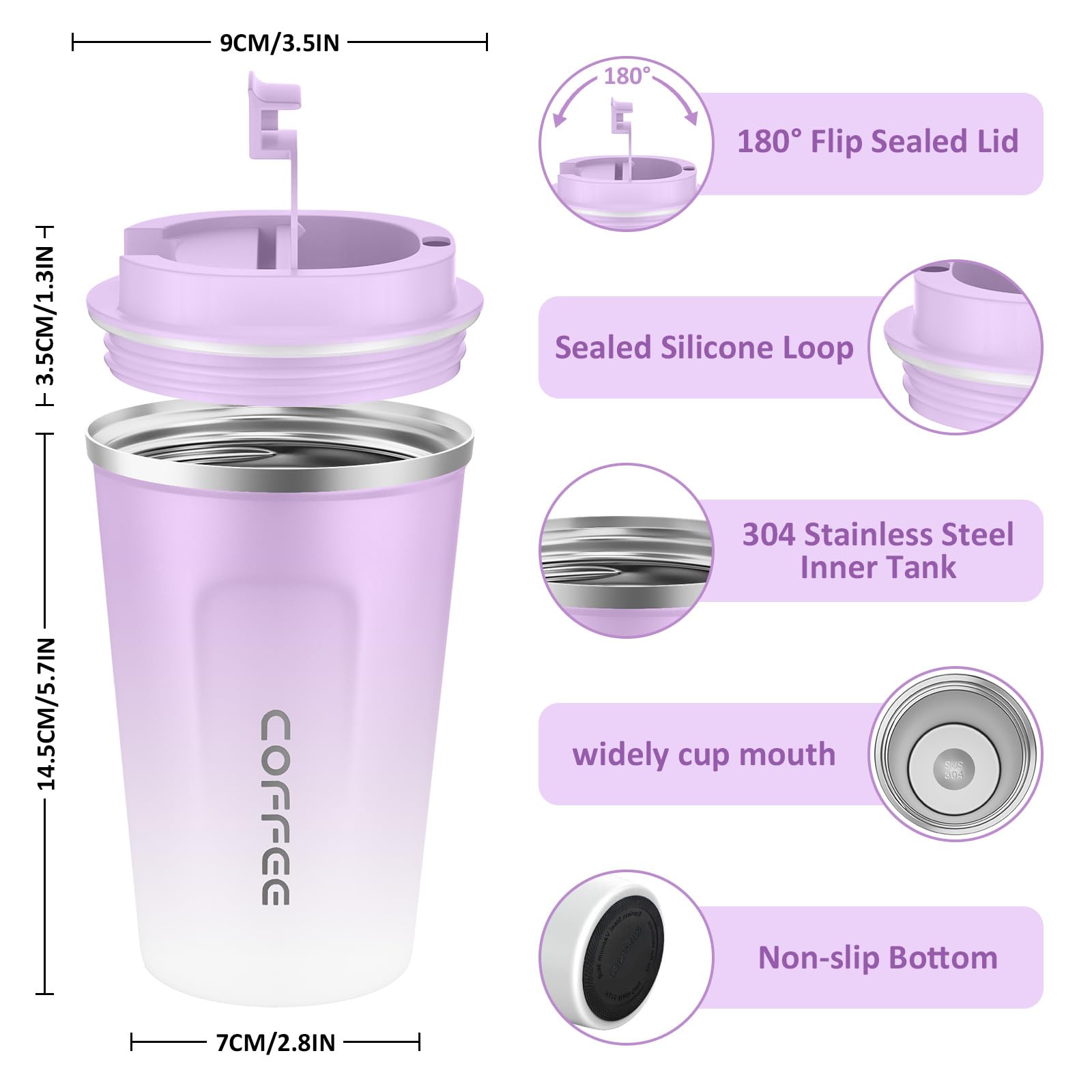 CS COSDDI 12oz tumbler lid open demonstrates easy pour and vented design