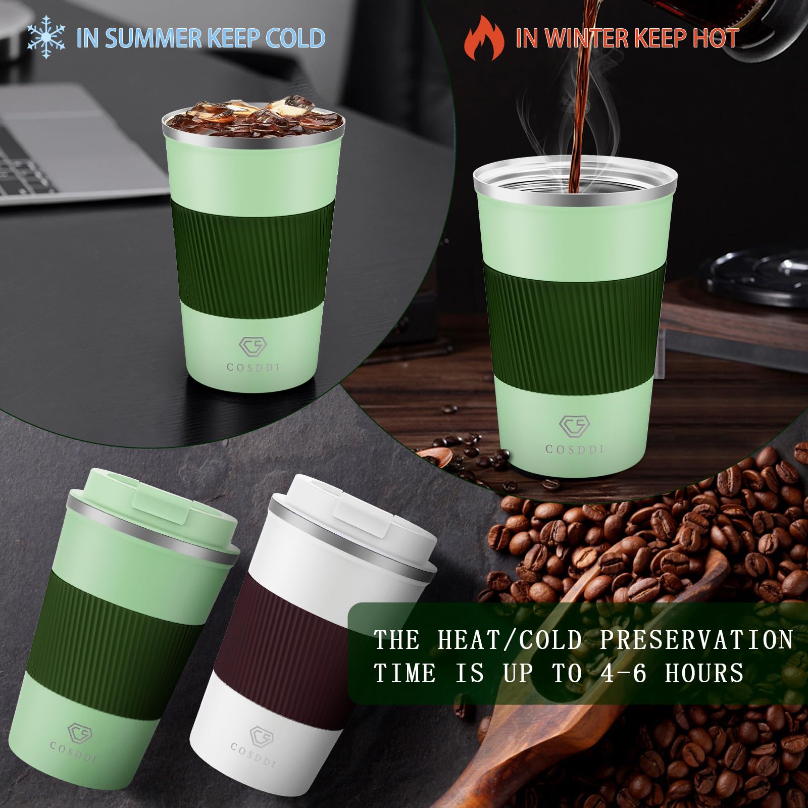 CS COSDDI 12oz tumbler vacuum insulated design preserves warmth or chill for hours.